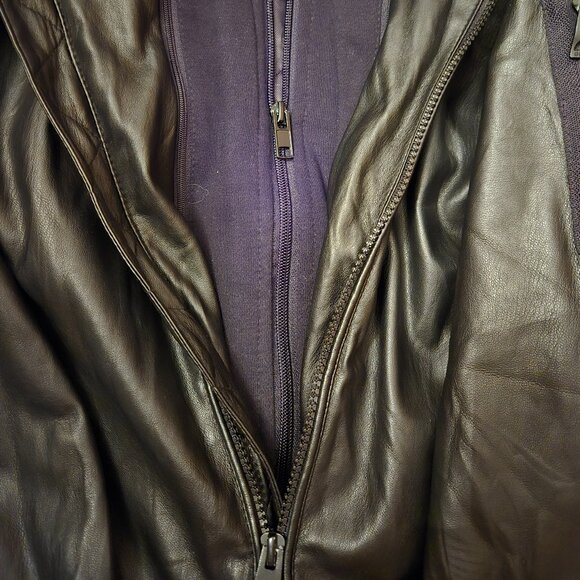 Boys leather jacket with detachable hoodie - Picture 3 of 10